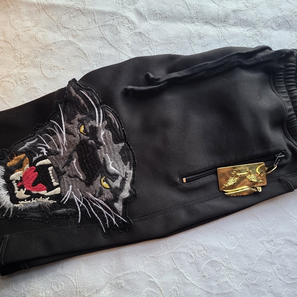 Black Joggers with Panther Patch